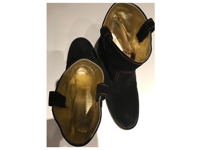 Chanel Stivaletti CC Suede In Gomma Nero - vista 9