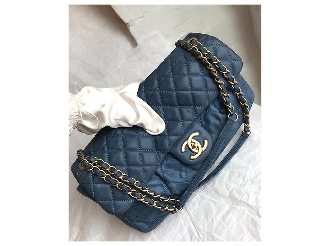 Timeless Chanel Bolsa de couro clássico limitada com caixa e saco para o pó Azul - Ansicht 12
