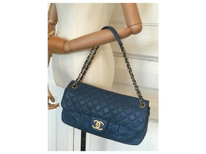 Timeless Chanel Bolsa de couro clássico limitada com caixa e saco para o pó Azul - Ansicht 2
