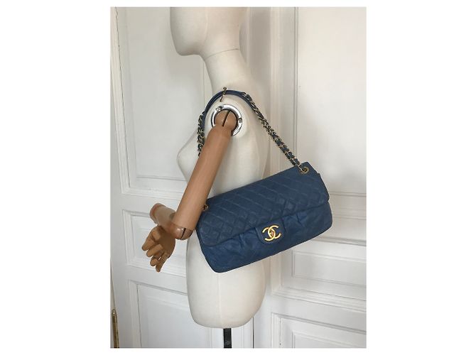 Timeless Chanel Bolsa de couro clássico limitada com caixa e saco para o pó Azul - Ansicht 24