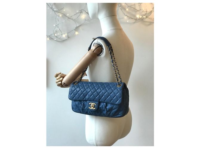 Timeless Chanel Bolsa de couro clássico limitada com caixa e saco para o pó Azul - Ansicht 25