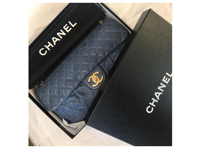 Timeless Chanel Bolsa de couro clássico limitada com caixa e saco para o pó Azul - Ansicht 26