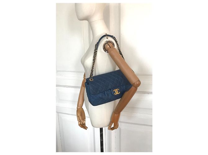 Timeless Chanel Bolsa de couro clássico limitada com caixa e saco para o pó Azul - Ansicht 3