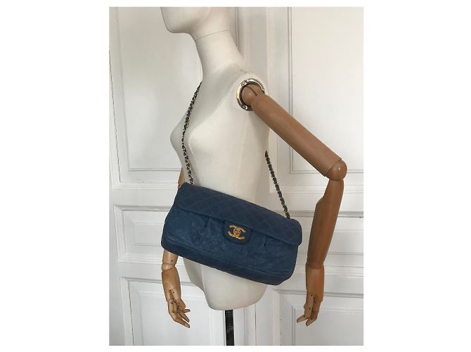 Timeless Chanel Bolsa de couro clássico limitada com caixa e saco para o pó Azul - Ansicht 5