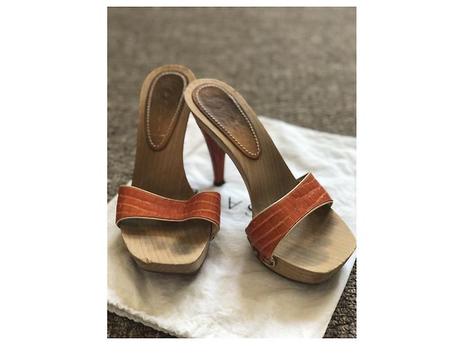 Casadei hochhackige Maultiere Beige Orange - Ansicht 6