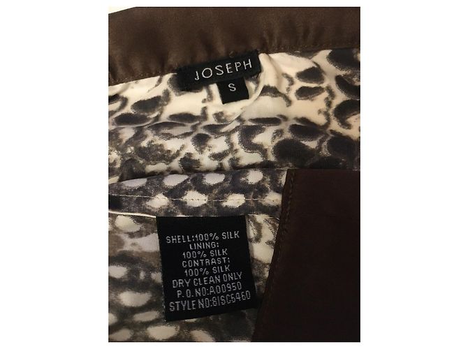 Vestido Joseph de seda con estampado de serpiente Castaño Beige Crudo - vista 3