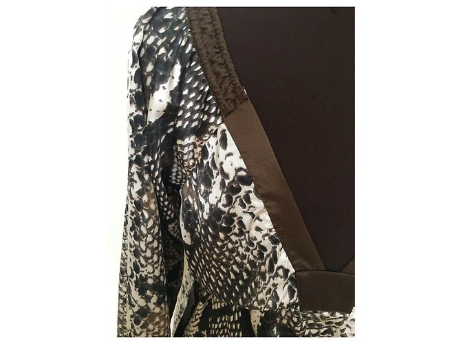 Vestido Joseph de seda con estampado de serpiente Castaño Beige Crudo - vista 7