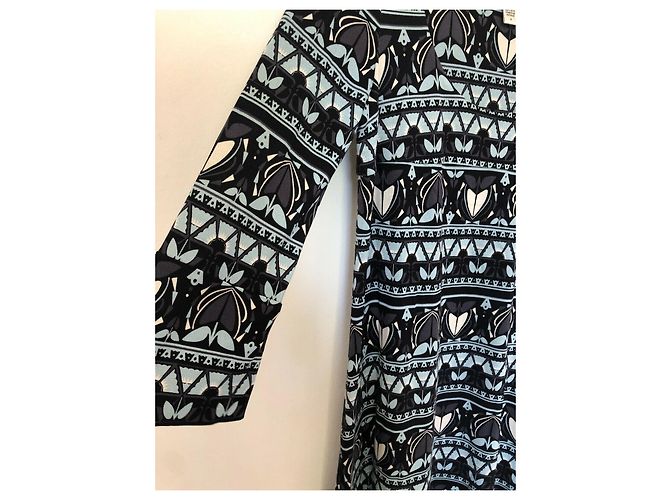 Diane Von Furstenberg Vestido de seda DvF Latetia con estampado azteca Azul Multicolor - vista 3