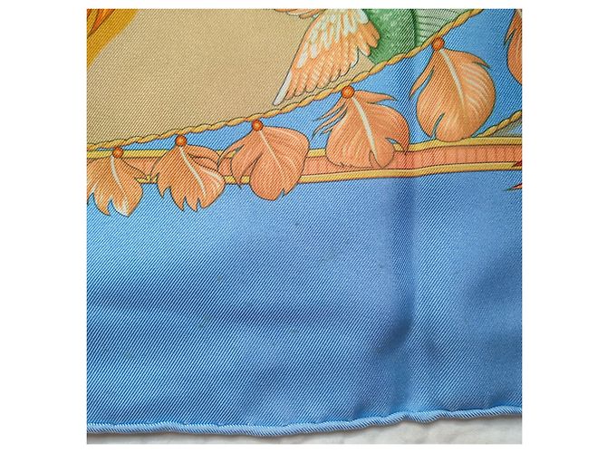 Foulard Hermès Amazonia in seta azzurro Blu chiaro - vista 10