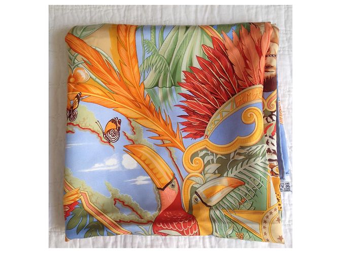 Foulard Hermès Amazonia in seta azzurro Blu chiaro - vista 4
