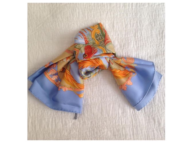 Foulard Hermès Amazonia in seta azzurro Blu chiaro - vista 5