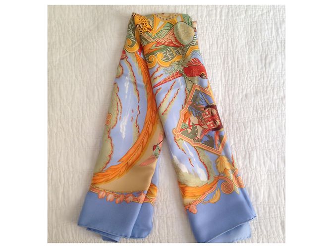 Foulard Hermès Amazonia in seta azzurro Blu chiaro - vista 6