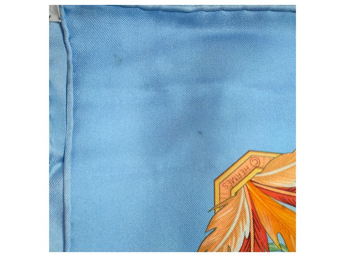 Foulard Hermès Amazonia in seta azzurro Blu chiaro - vista 9