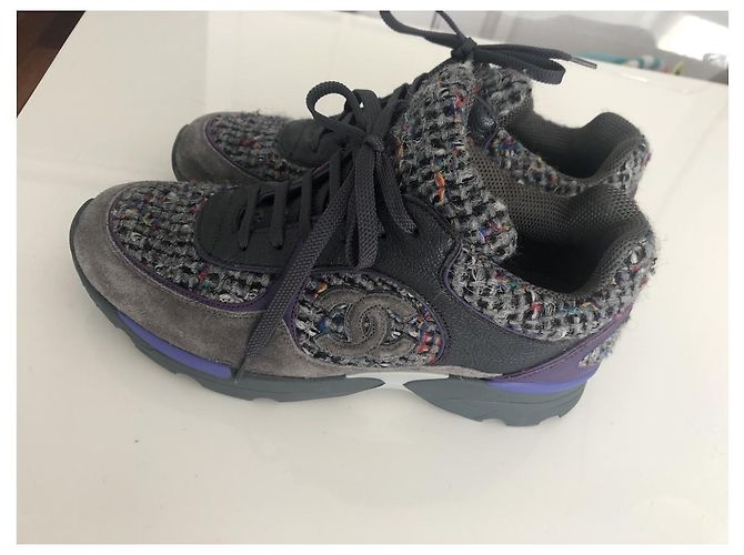 CHANEL TWEED SNEAKERS Anthrazitgrau - Ansicht 8