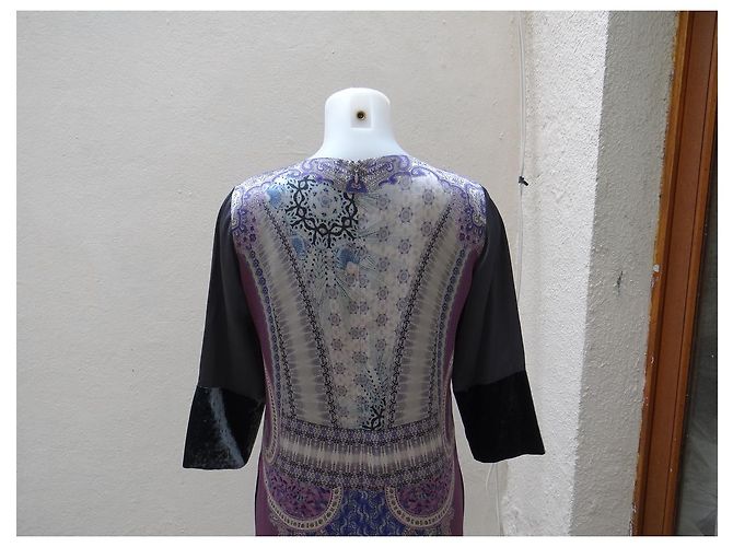 Etro Kleid aus Seide und Viskose mit Samtdetails Mehrfarben - Ansicht 6