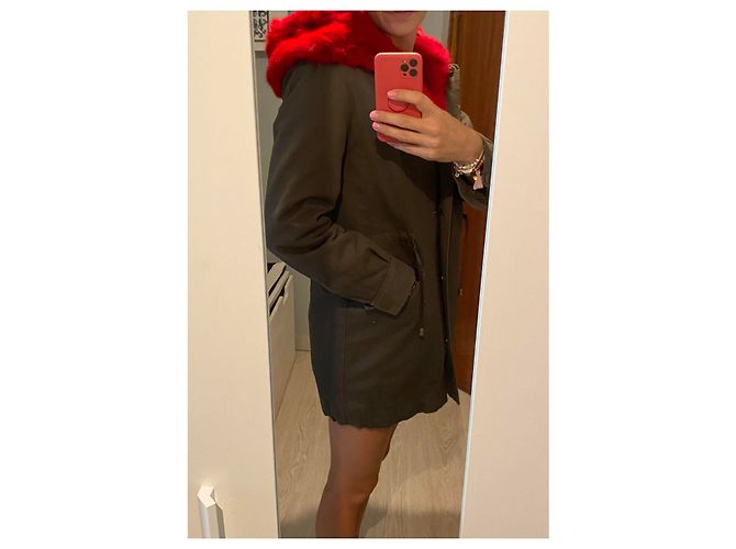 Autre Marque On parle de vous - Parka clásica forrada de piel con capucha Roja Verde oscuro - vista 10