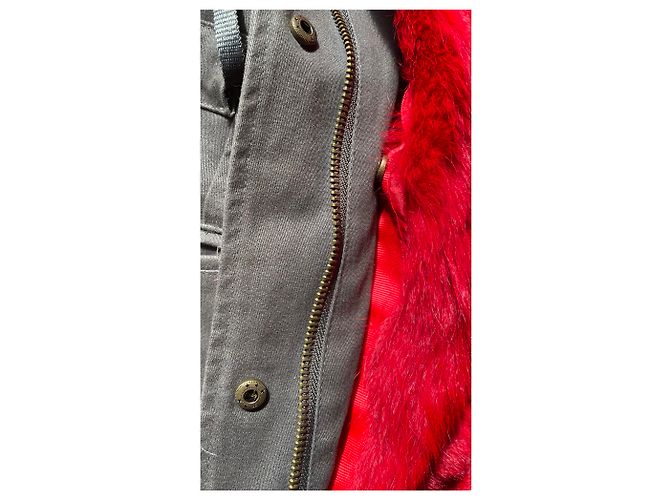Autre Marque On parle de vous - Parka clásica forrada de piel con capucha Roja Verde oscuro - vista 3
