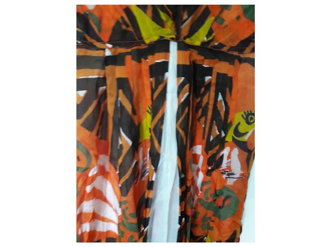Vestido Prada de seda marrón blanco naranja amarillo Castaño - vista 6