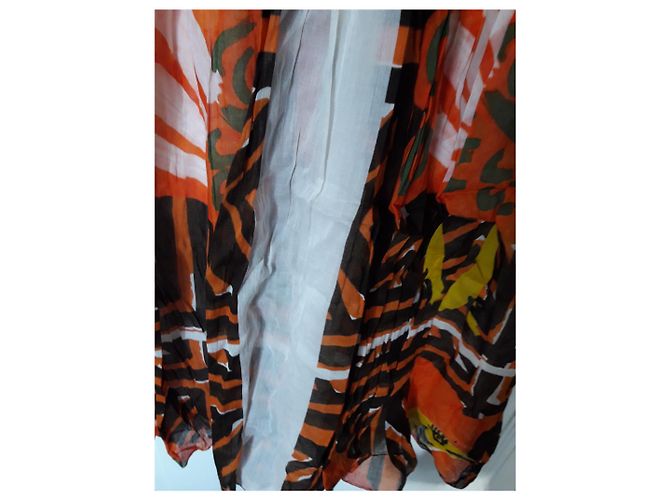 Vestido Prada de seda marrón blanco naranja amarillo Castaño - vista 7
