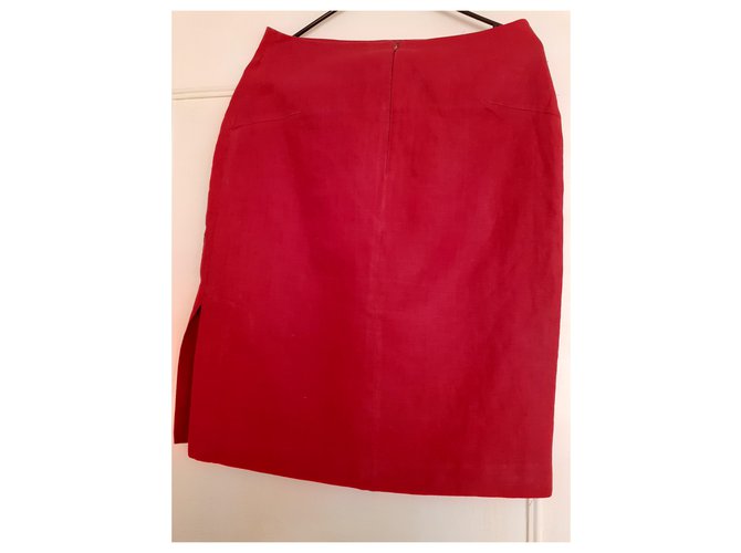 Falda de lino Cacharel rojo oscuro Burdeos - vista 3