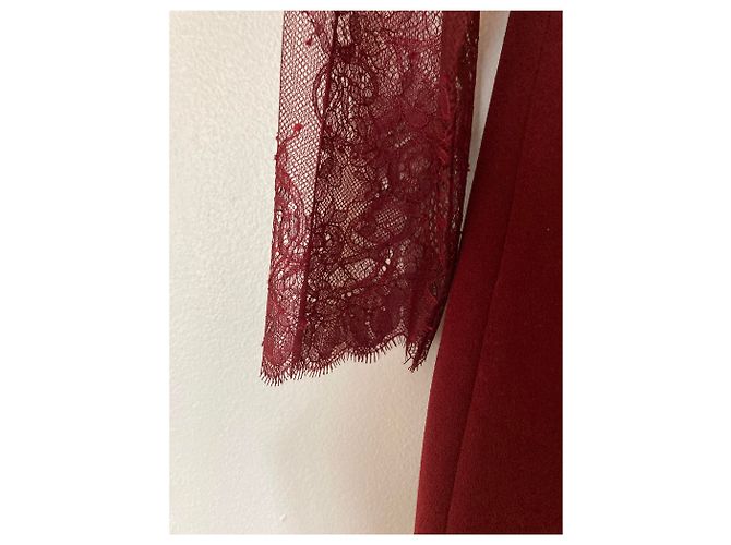 The Kooples Tea Kleid Dunkelrot mit Spitzenärmeln Bordeaux - Ansicht 2