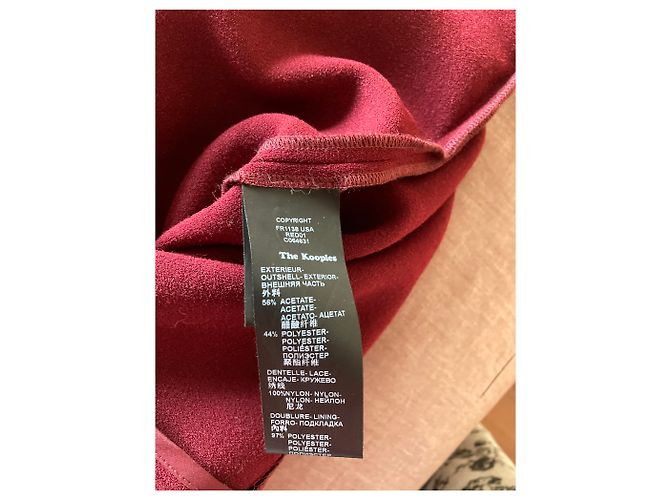 The Kooples Tea Kleid Dunkelrot mit Spitzenärmeln Bordeaux - Ansicht 6