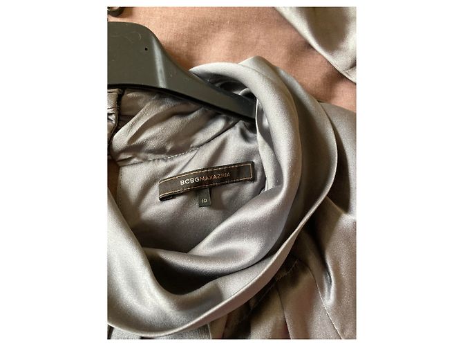 Abito Bcbg Max Azria in raso di seta bicolore nero e grigio - vista 10