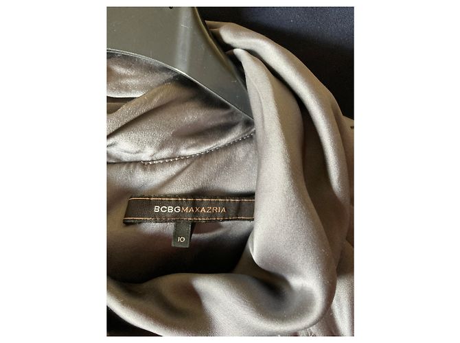 Abito Bcbg Max Azria in raso di seta bicolore nero e grigio - vista 2