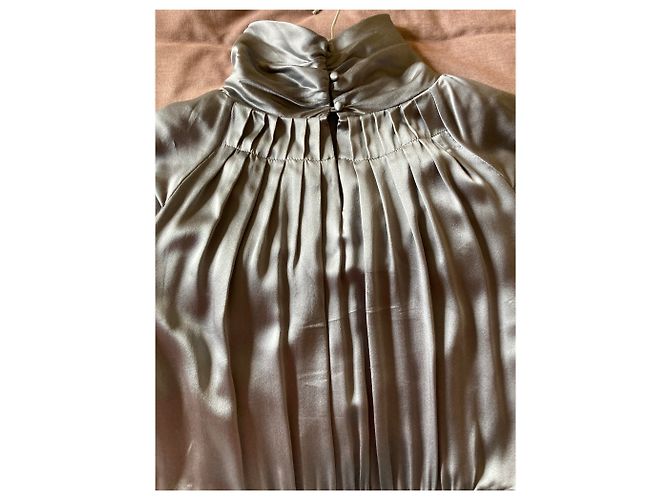 Abito Bcbg Max Azria in raso di seta bicolore nero e grigio - vista 6
