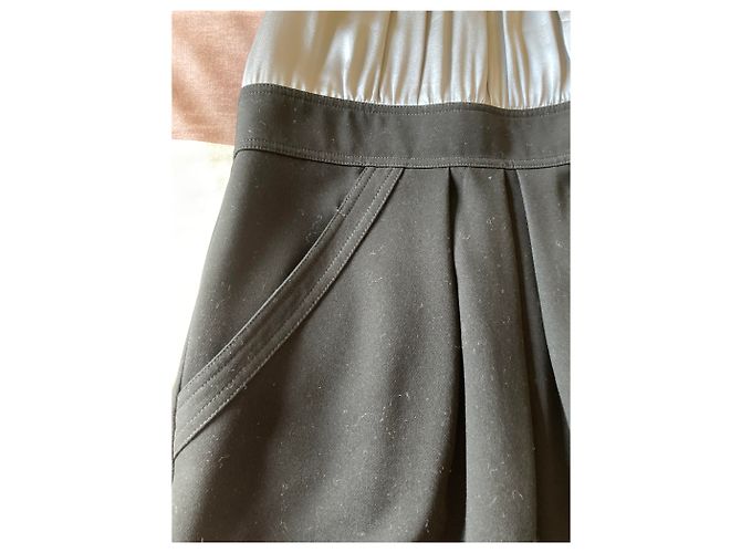 Abito Bcbg Max Azria in raso di seta bicolore nero e grigio - vista 7