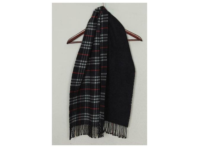 Sciarpa Burberry unisex in cashmere foderata lateralmente Multicolore Blu navy - vista 5