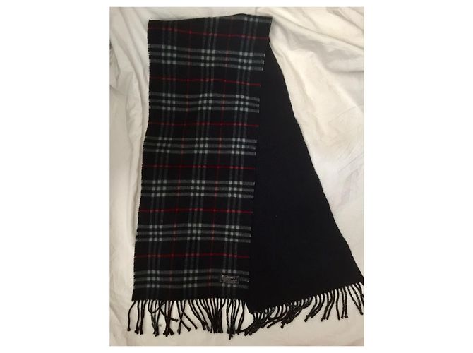 Sciarpa Burberry unisex in cashmere foderata lateralmente Multicolore Blu navy - vista 8