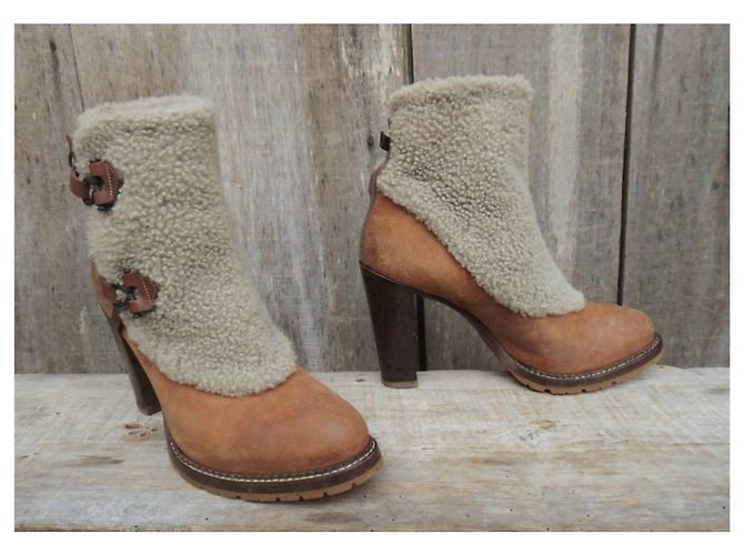 Botines Sartore de piel marrón claro 36.5 - vista 3