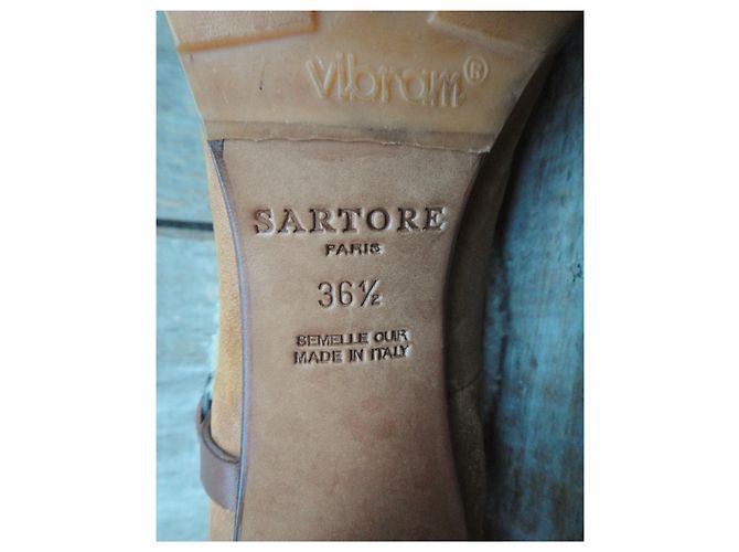 Botines Sartore de piel marrón claro 36.5 - vista 6