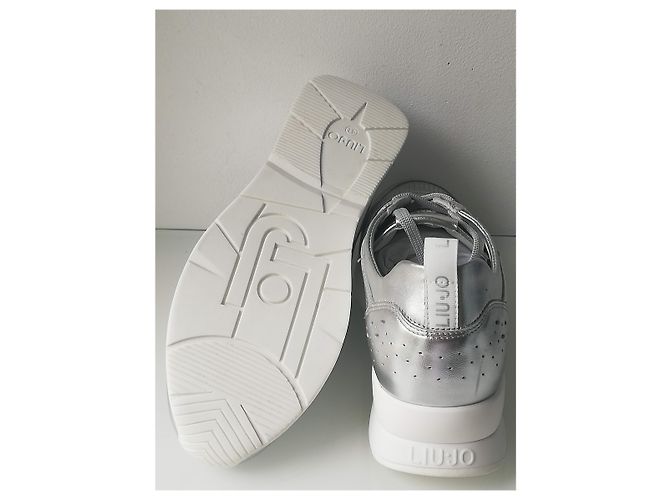 Sneakers Liu.Jo in pelle argento e bianco - vista 12