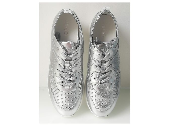 Sneakers Liu.Jo in pelle argento e bianco - vista 13