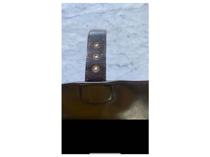 Autre Marque Cartella Hermès in pelle d'agnello marrone scuro - vista 4