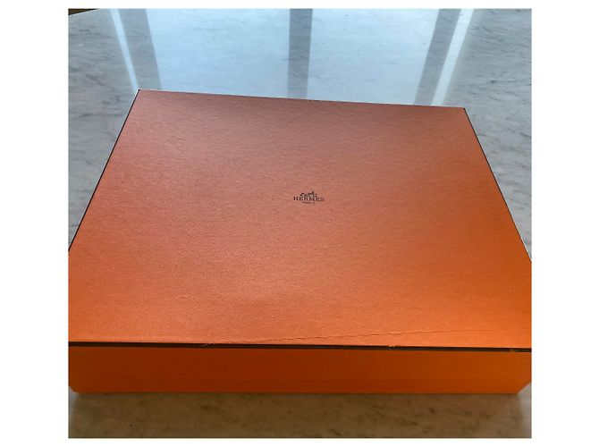 Autre Marque Cartella Hermès in pelle d'agnello marrone scuro - vista 8