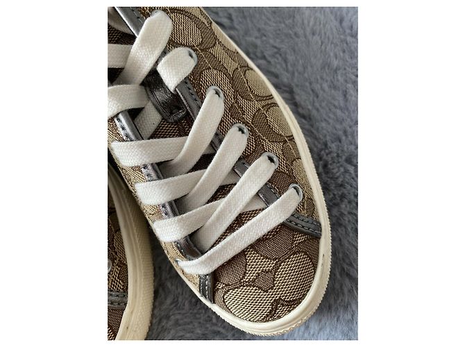 Coach Sneakers in tela e pelle con stampa iconica Marrone - vista 12