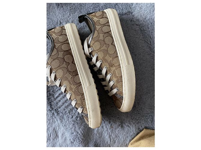 Coach Sneakers in tela e pelle con stampa iconica Marrone - vista 8