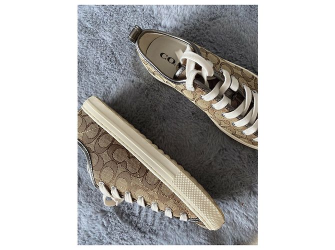 Coach Sneakers in tela e pelle con stampa iconica Marrone - vista 9