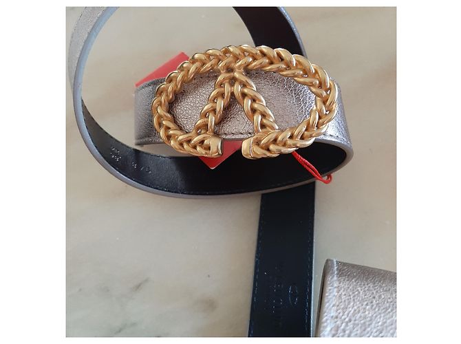 Valentino Garavani Ledergürtel Platin Metallic 85 cm Metallisch - Ansicht 4
