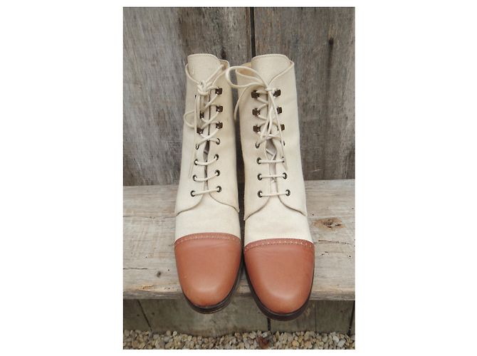 stivaletti vintage Kenzo p 37,5 Bianco sporco Marrone chiaro - vista 4