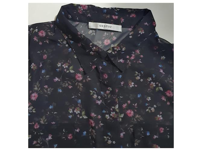 Camicia Gestuz Trasparente Floreale Nera Multicolore Nero - vista 4