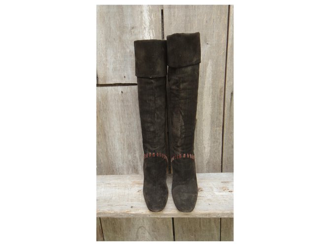 Botas Givenchy Marrón Oscuro Ante 37 - vista 4