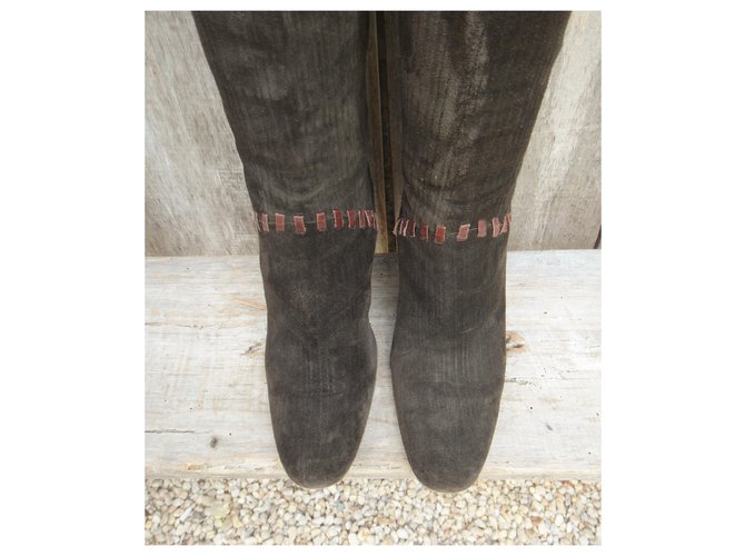 Botas Givenchy Marrón Oscuro Ante 37 - vista 5