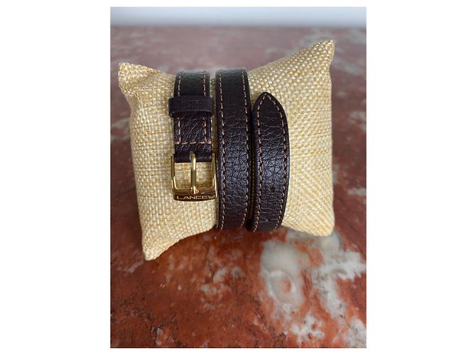 Bracciale Lancel in pelle marrone cioccolato - vista 2