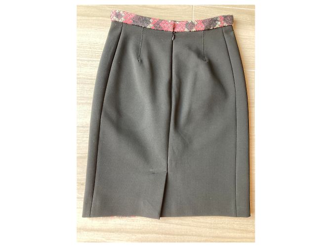 Falda Balenciaga de lana estampada negro rosa blanco - vista 2