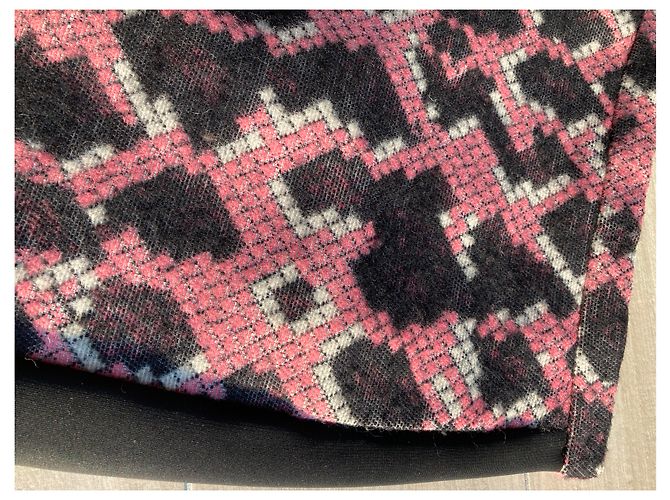Falda Balenciaga de lana estampada negro rosa blanco - vista 4