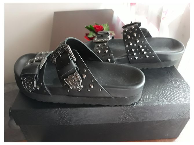 Sabot neri in pelle con borchie The Kooples Nero - vista 2